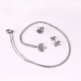 Gold/Steel Frosted/Smooth Flower Shape Jewelry Set without Diamonds