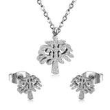 Gold/Steel Frosted/Smooth Flower Shape Jewelry Set without Diamonds