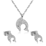 Gold/Steel Cut Dolphin Leaping Out of Water Frosted Set without Diamonds