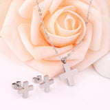 Steel/golden cross shape cut jewelry set without diamonds