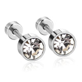 3mm~6mm Steel & Gold Cylindrical White Diamond Screw Plugs