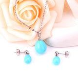 Steel/Gold White & Light Blue Shell Jewelry Set