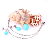 Steel/Gold White & Light Blue Shell Jewelry Set