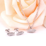 Steel/Gold Cut Smooth & Frosted Jewelry Set without Diamonds