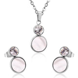 Crystal Opals Stainless Steel Necklaces Earrings Jewellery Sets Dubai Indian Wedding Jewelry Sets For Women Girls