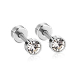 3mm~6mm Steel & Gold Cylindrical White Diamond Screw Plugs