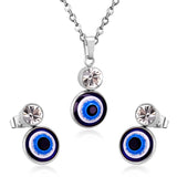 Steel/Golden Glitter Eye Pendant Jewelry Set with Diamonds