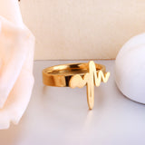 Ring Fashion Simple Personalized Open Finger Ring EKG Stainless Steel Ins Joint Ring Set