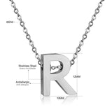 ASON Delicate Classic Style Initial 26 Letters Alphabet Chain Pendant Necklace Stainless Steel Color Jewelry Chokers