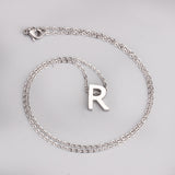 ASON Delicate Classic Style Initial 26 Letters Alphabet Chain Pendant Necklace Stainless Steel Color Jewelry Chokers