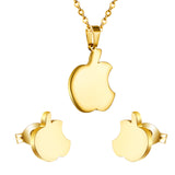 Set of jewels in gold/steel with a smooth surface of an apple with a bite.