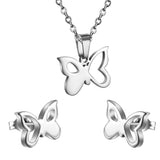 Set of cut jewelry without diamonds in gold/steel with irregular flower butterfly half hollowed out