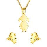 Gold/Steel Little Girl's Human Cut Jewelry Set without Diamonds