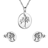 Gold/steel jewelry set with a beautiful tree look realized by cutting process