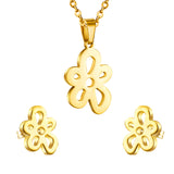 Gold/steel color irregular little flower wisp cut jewelry set without diamonds