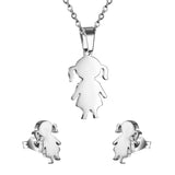 Gold/Steel Little Girl's Human Cut Jewelry Set without Diamonds