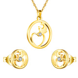 Gold/steel moon and heart connected in wisp cut jewelry set + diamonds