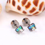 5mm Steel Mixed Color & Red & Lake Blue Tap Plug Earrings