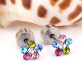 Steel Tap Plugs Colored & White Diamond Stud Earrings