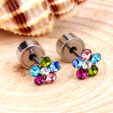 Steel Tap Plugs Colored & White Diamond Stud Earrings