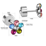 Steel Tap Plugs Colored & White Diamond Stud Earrings