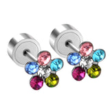 Steel Tap Plugs Colored & White Diamond Stud Earrings