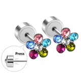 Steel Tap Plugs Colored & White Diamond Stud Earrings