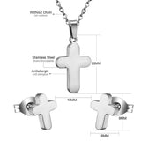 Gold/Steel Smooth Cross Jewelry Set