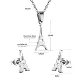 Gold/steel a small tower like pendant cut jewelry set without diamonds