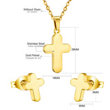 Gold/Steel Smooth Cross Jewelry Set