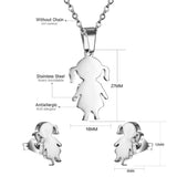 Gold/Steel Little Girl's Human Cut Jewelry Set without Diamonds