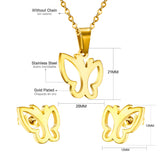 Gold/Steel Irregular Flower Butterfly Wisp Cut Jewelry Set without Diamonds