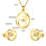 Gold/steel moon and heart connected in wisp cut jewelry set + diamonds