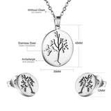 Gold/steel jewelry set with a beautiful tree look realized by cutting process