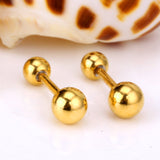 3mm - 7mm 12pc Gold Color Steel Color Steel Bead Screwback Stud Earrings