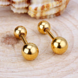 3mm - 7mm 12pc Gold Color Steel Color Steel Bead Screwback Stud Earrings