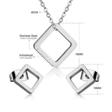 Gold/Steel Minimalist Glossy Wisp Square Jewelry Set