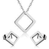 Gold/Steel Minimalist Glossy Wisp Square Jewelry Set