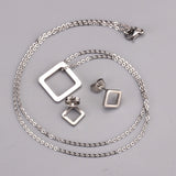 Gold/Steel Minimalist Glossy Wisp Square Jewelry Set