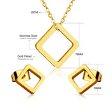 Gold/Steel Minimalist Glossy Wisp Square Jewelry Set