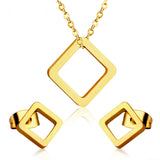 Gold/Steel Minimalist Glossy Wisp Square Jewelry Set