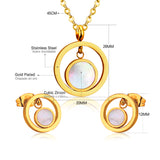 Gold/Steel Round + Campus Pendant with Adhesive Shells Jewelry Set