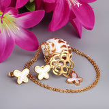 Golden Flower with Butterfly Pendant Surface Mounted Shells Jewelry Set