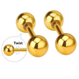 3mm - 7mm 12pc Gold Color Steel Color Steel Bead Screwback Stud Earrings