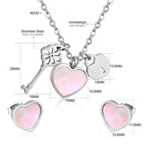 Steel/Gold Cut Three Shapes Pendant with White/Black Shell Jewelry Set