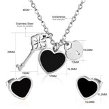 Steel/Gold Cut Three Shapes Pendant with White/Black Shell Jewelry Set