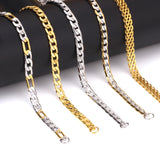 Stylish 6mm & 8mm &10mm Mixed Color & Gold & Steel Color Long Necklace Side Cross Stripe DIY Matching Chain