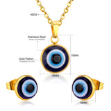 Gold/Steel Simple Style Single Blue Eye Bead Jewelry Set