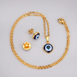 Gold/Steel Simple Style Single Blue Eye Bead Jewelry Set