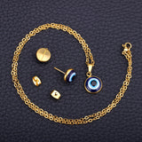 Gold/Steel Simple Style Single Blue Eye Bead Jewelry Set